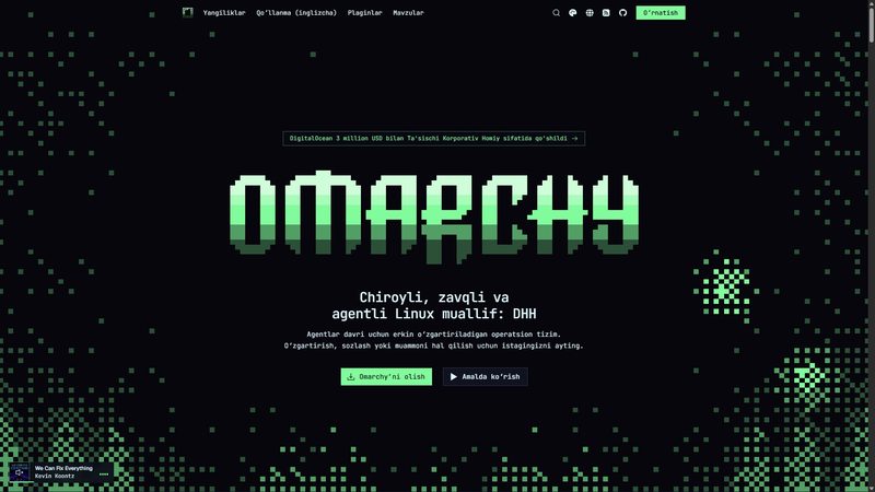 Screenshot of the Uzbek Omarchy site